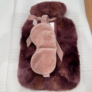 Anthropologie Faux Fur Hot Water Bottle and Sleep Mask Set -